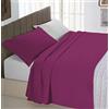 Italian Bed Linen Completo Letto Natural Color, 100% Cotone, Fucsia/Grigio Chiaro, Matrimoniale