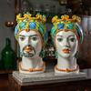 CERAMICHE CALTAGIRONE Testa di Moro in Ceramica Siciliana Caltagirone Donna-Uomo cm 50