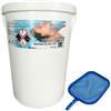 WATER LINE WATER CLOR 55% Secchio da 25 kg - Dicloro granulare per la disinfezione dell'acqua in piscina + Retino di Superficie