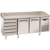 CoolHead Tavolo refrigerato/Banco Pizza ventilato Modello QZ26 Idoneo per vassoi 600x400 due porte autochiudenti e cassettiera a 5 cassetti