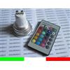 10x GU10 LAMPADINA FARETTO SPOT RGB CAMBIACOLORE 220V 3W con telecomando
