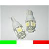 2pz LAMPADINE 5 LED SMD 5050 BIANCO 6000K W5W T10 A2B45