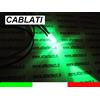 10 LED VERDE VERDI 5mm 13.000mcd CABLATI 30cm CON RESISTENZA 12v CON CAVO A2B29