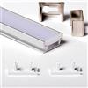 2m 1908 PROFILO ALLUMINIO CALPESTABILE PER STRISCE STRIP LED BARRA RIGIDA 2MT