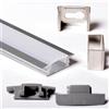 3m 3metri 2507 PROFILO ALLUMINIO DA INCASSO STRISCE STRIP LED BARRA RIGIDA 3MT