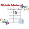 Etichette adesive A4 52,5 x 21,2 mm 56 etichette per pagina 100 Fogli