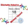 Etichette adesive A4 70 x 48 mm 18 etichette per pag. 100 Fogli (min. 10conf)