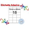 Etichette adesive A4 70 x 48 mm 18 etichette per pagina 100 Fogli