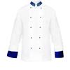 Giacca casacca cuoco chef modello europeo cotone bianco e bottonicini blu - Personalizzabile con il tuo logo