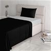 Italian Bed Linen Set Lenzuola Letto Piazza e mezza Cotone Natural Color, lavorato in Italia - Completo Letto, Lenzuolo Sotto con Angoli, Telo Sopra 90x200cm e Federa con Patella Interna, Nero/grigio chiaro