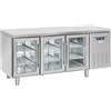 CoolHead Tavolo Refrigerato Ventilato per Gastronomia in Acciaio Inox - N° 3 Porte in Vetro Autochiudenti - Profondità Cm 62,5 - Capacità Lt 358