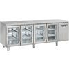 CoolHead Tavolo Refrigerato Ventilato per Gastronomia in Acciaio Inox - N° 4 Porte in Vetro Autochiudenti - Profondità Cm 62,5 - Capacità Lt 485