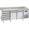 CoolHead Tavolo Refrigerato Ventilato per Pizzeria N° 2 Porte + Cassettiera Neutra e Piano in Granito - Capacità Lt 430