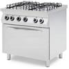 Ristoattrezzature Cucina professionale a gas 4 fuochi con forno a gas 4 teglie GN 1/1