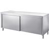 Allforfood Tavolo armadiato inox con ante scorrevoli - piano top spessore cm 4 - lunghezza cm 110 - profondità cm 70 - altezza cm 85 - piano top inox aisi 430