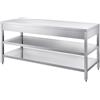 Allforfood Tavolo da lavoro inox - gambe quadre 4x4cm - con due ripiani inferiori - piano top spessore cm 4 - lunghezza cm 120 - profondità cm 60 - altezza cm 85 - piano top inox aisi 430