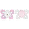 CHICCO (ARTSANA SpA) Chicco Succhietto Physio Comfort Girl, Silicone, 6-12 Mesi, 2 Pezzi, Ortodontico, Sviluppo Orale, Comfort