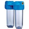 Contenitore Doppio per 2 Filtri Acqua 10 In/Out 3/4 Ottone Col. Trasparente