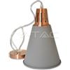 V-TAC PORTALAMPADA E27 PENDENTE RAME/SABBIATO GRIGIO D220 VT-7520-LED3701