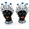 VERUS Teste di moro siciliane in Ceramica Caltagirone Verus Blu Donna-Uomo cm 42