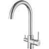 Auralum Rubinetto Lavello Cucina, 3 Vie per Depuratore, Miscelatore Girevole a 360°, a Doppia Leva per Sistemi Osmosi, Acqua Calda e Fredda, Ottone