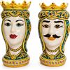CERAMICHE CALTAGIRONE Coppia Teste Ceramica Siciliana Caltagirone cm 25
