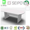 SEIPO Panel Tavolo riunione monoblocco ovale con strutture legno Bianco