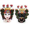 CERAMICHE CALTAGIRONE Teste di moro in Ceramica Siciliana Caltagirone Donna-Uomo Fichi cm.30
