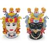 CERAMICHE CALTAGIRONE Teste di moro in Ceramica Siciliana Caltagirone Donna-Uomo Mare cm.30