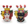 CERAMICHE CALTAGIRONE Teste di moro in Ceramica Siciliana Caltagirone Donna-Uomo Frutta cm.30
