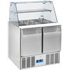 Ristoattrezzature Modello: 7707,Banco frigo statico saladette 2 porte in acciaio inox 230 lt 900x700x1295 h mm