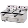Ristoattrezzature Modello: 3639,Friggitrice Elettrica professionale 16+16 litri doppia vasca in acciaio inox per Pub Bar Ristoranti da banco - 220 Volt