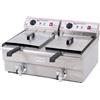 Ristoattrezzature Modello: 4494,Friggitrice Elettrica professionale 16+16 litri doppia vasca in acciaio inox per Pub Bar Ristoranti da banco - 380 Volt