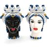 CERAMICHE CALTAGIRONE Testa di Moro Ceramica Siciliana Caltagirone Blu Donna cm 35