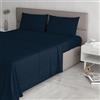 Italian Bed Linen Set Lenzuola Letto Matrimoniale Cotone Max Color, lavorato in Italia - Completo Letto, Lenzuolo Sotto con Angoli, Telo Sopra 240x300 cm e 2 Federe con Patella Interna, Blu Scuro