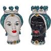CERAMICHE CALTAGIRONE Coppia Teste di Moro Ceramica Siciliana Caltagirone Verde cm 23