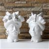 CERAMICHE CALTAGIRONE Coppia Teste Mori in Ceramica Bianca cm 25