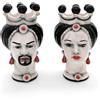 CERAMICHE CALTAGIRONE Coppia Teste Ceramica Siciliana Caltagirone Nero cm 15