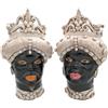 VERUS Teste di moro siciliane in ceramica Caltagirone Verus Donna-Uomo Anticata Punta cm 45