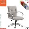 Elleci Office Sadia plus Poltrona semi-direzionale oscillante braccioli acciaio cromato base alluminio ecopelle GAZEBO class 1 IM
