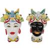 CERAMICHE CALTAGIRONE Teste di moro in ceramica siciliana Donna-Uomo cm 23