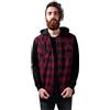 URBAN CLASSICS Camicia da Uomo in Flanella a Quadri, Maniche Lunghe e Cappuccio, Stile Casual da Boscaiolo, Colore blk/burgundy/blk, Taglia M