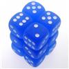 Chessex Set 12 dadi D6 16mm Frosted (bianco/blu) CHX27606