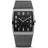 BERING 16433-377 Reloj solar para hombre con caja de acero inoxidable de 33 mm con acabado en gris y esfera negra, correa milanesa, cristal de zafiro y resistencia al agua de 3 ATM, 13940-512