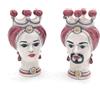 CERAMICHE CALTAGIRONE Coppia Teste Ceramica Siciliana Caltagirone Rosa cm 15