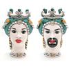 CERAMICHE CALTAGIRONE Teste di Moro siciliane in Ceramica Caltagirone Donna-Uomo Verde cm 35