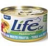 LifeCat Natural per Gatto in Scatoletta da 85 gr Gusto Tonnetto e Misto Frutta