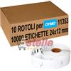 10 ROTOLI ETICHETTE ADESIVE DYMO 24x12 MM 11353 PER LABELWRITER 400 450 - NO-NAME - S0722530