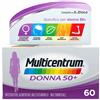 Multicentrum Donna 50+ Integratore Multivitaminico Minerale Calcio Ferro, 60 Cpr