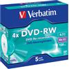 Verbatim - Scatola 5 DVD-RW - Jewel Case - serigrafato - 43285 - 4,7GB